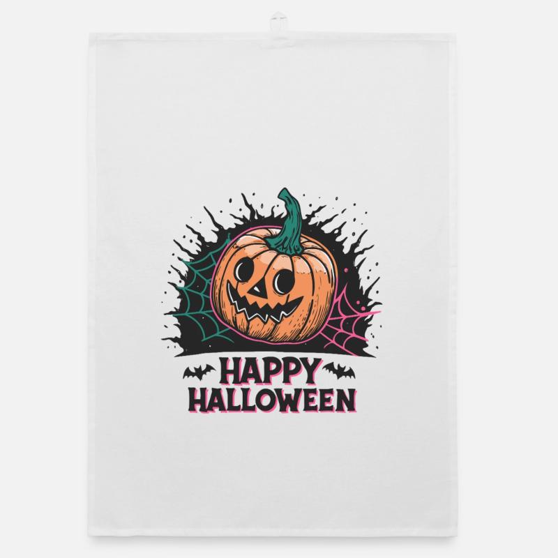 Smiling Pumpkin Halloween Organic dish towel