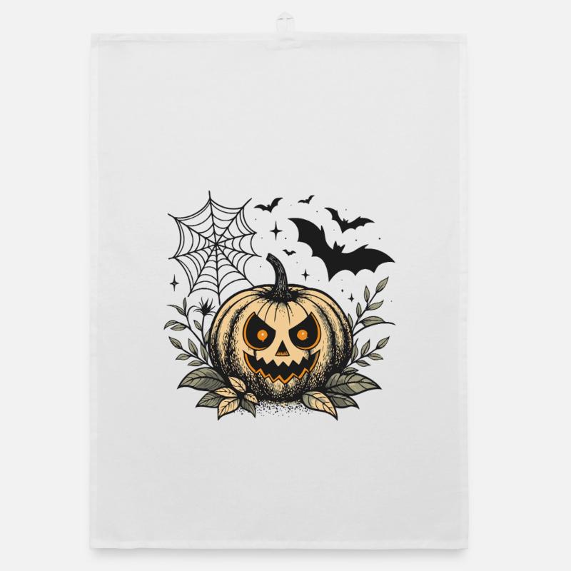 Evil Halloween Pumpkin Organic dish towel