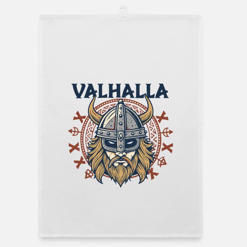 Walhalla Wikinger Helm Illustration Organic Geschirrtuch