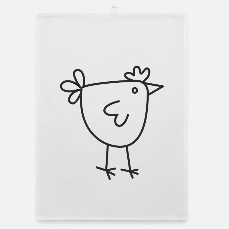 Chicken in line drawing Organic dish towel