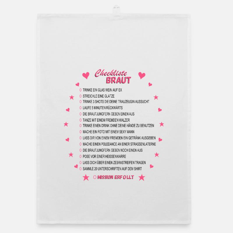 Braut Checkliste Pink Organic Geschirrtuch