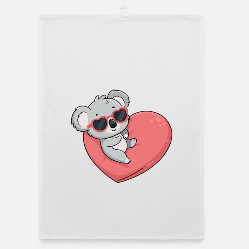 Koala Heart Glasses Organic dish towel