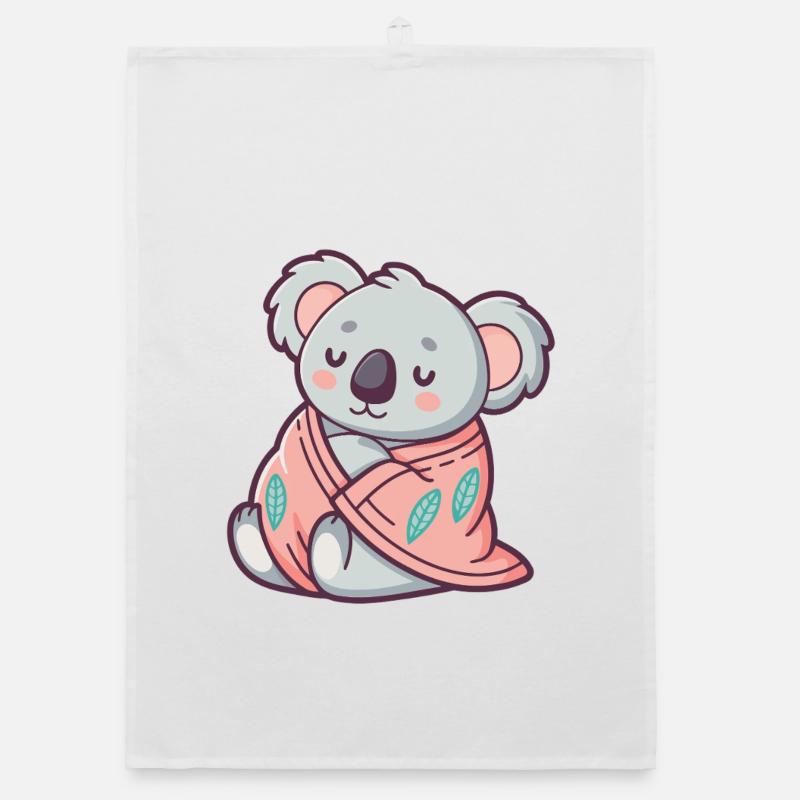 Kuscheliger Koala, eingehüllt in eine rosa Decke, eingewickelt Organic Geschirrtuch