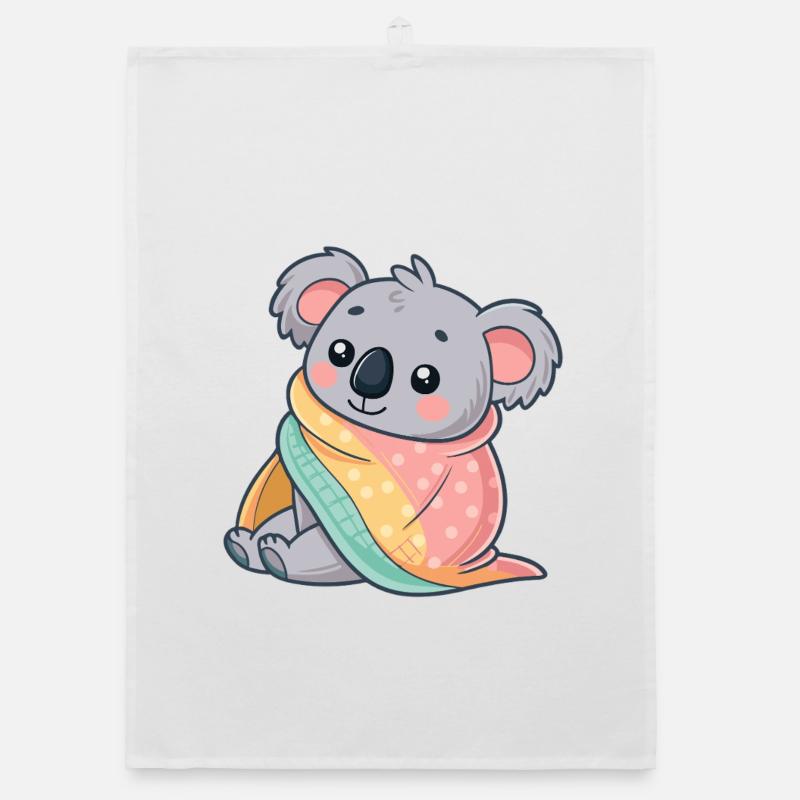 Koala cosy sous couverture Torchon bio
