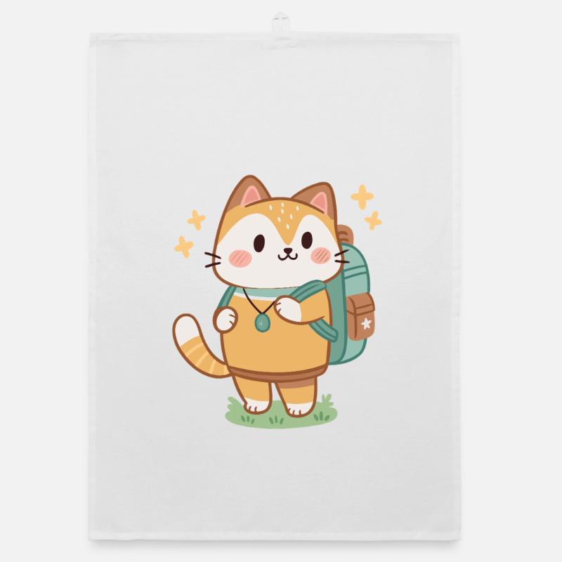 Cute Adventurer Cat Backpack Organic dish towel