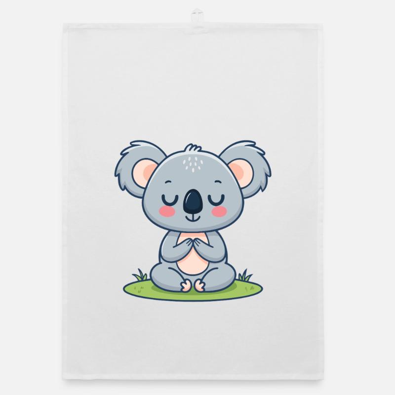 Zen Koala in meditation Organic dish towel