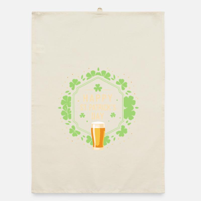 Saint Patrick Bière et Trèfles Torchon bio