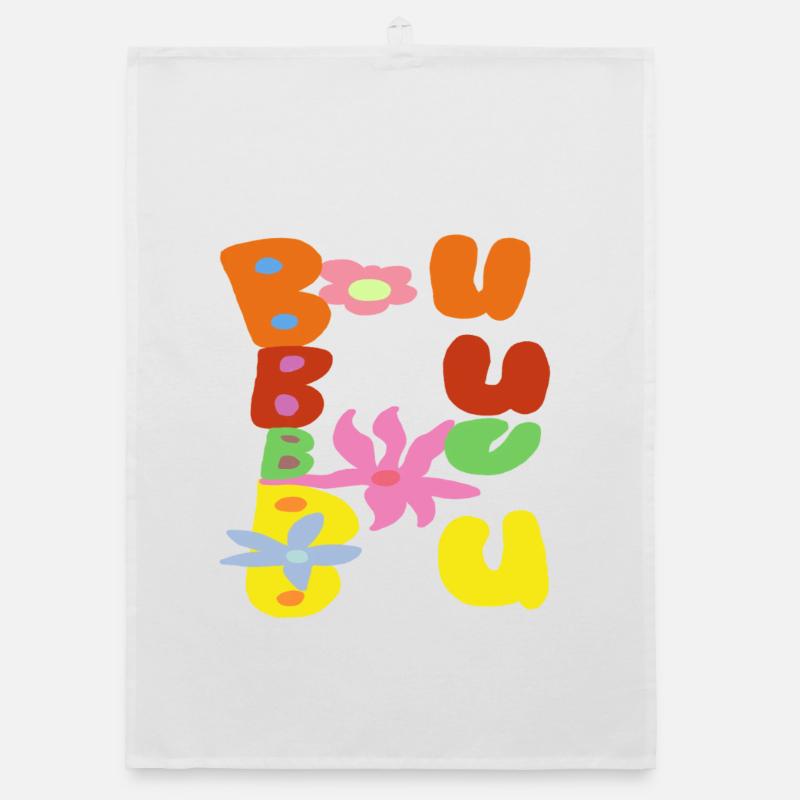 Bubble Bloom Groovy Buchstaben Organic Geschirrtuch