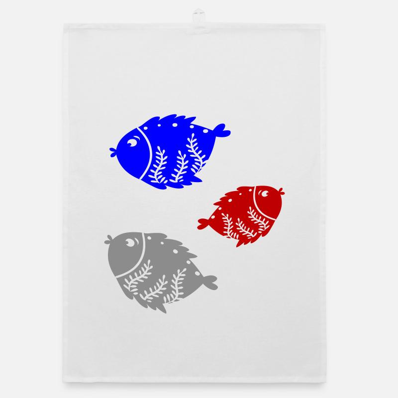 Three colored fish Organic dish towel