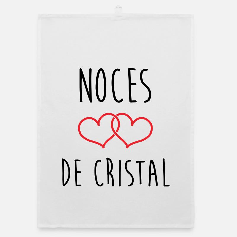 Noces de Cristal 15 ans de mariage Torchon bio