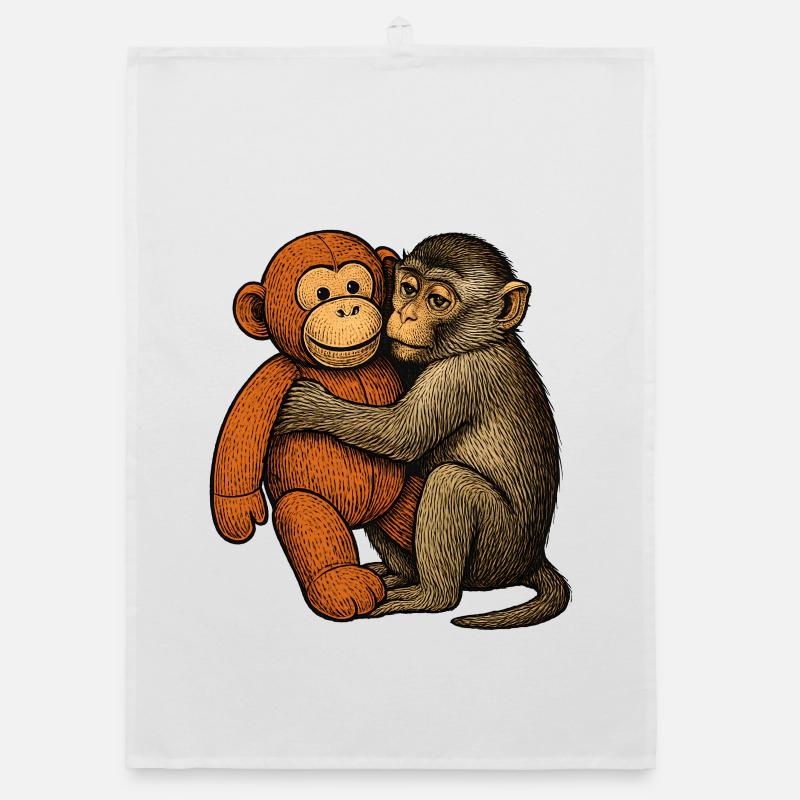 Monkey Hug: Monkey Friendship Organic dish towel