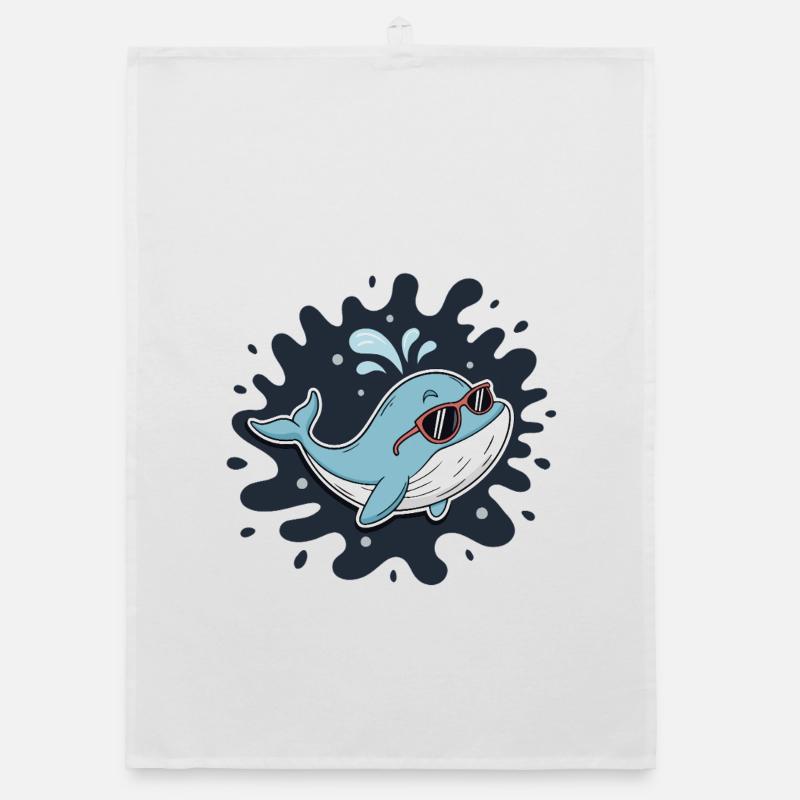 Chill Whale with Cool Glasses Organic dish towel