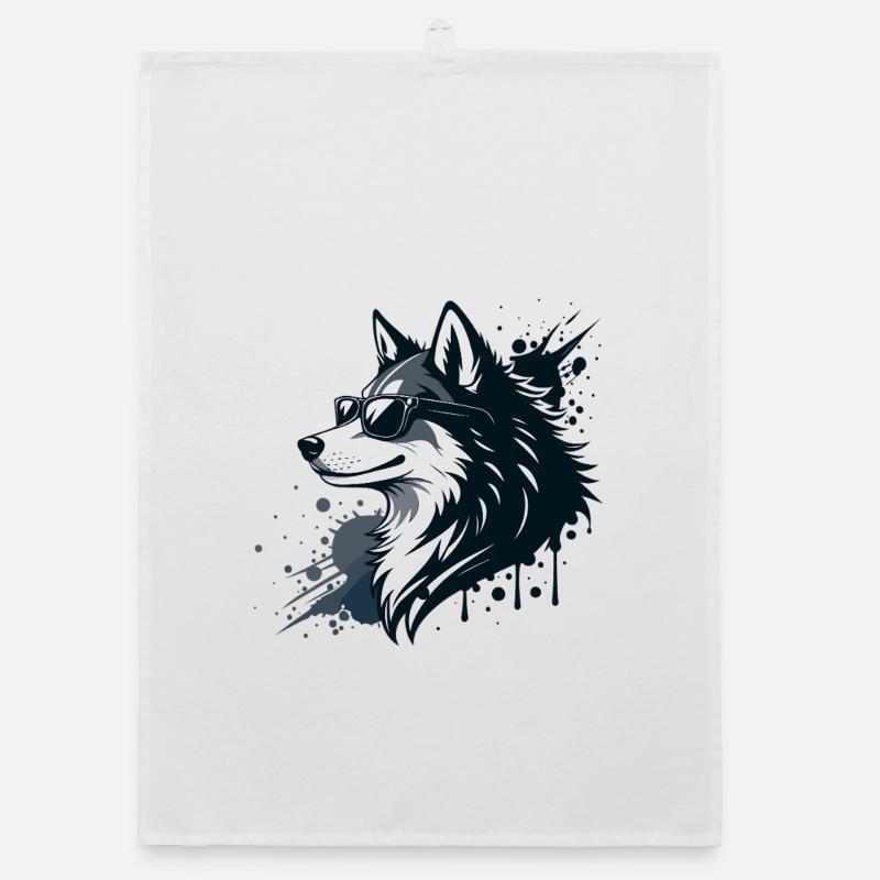 Husky chic lunettes et splash Torchon bio