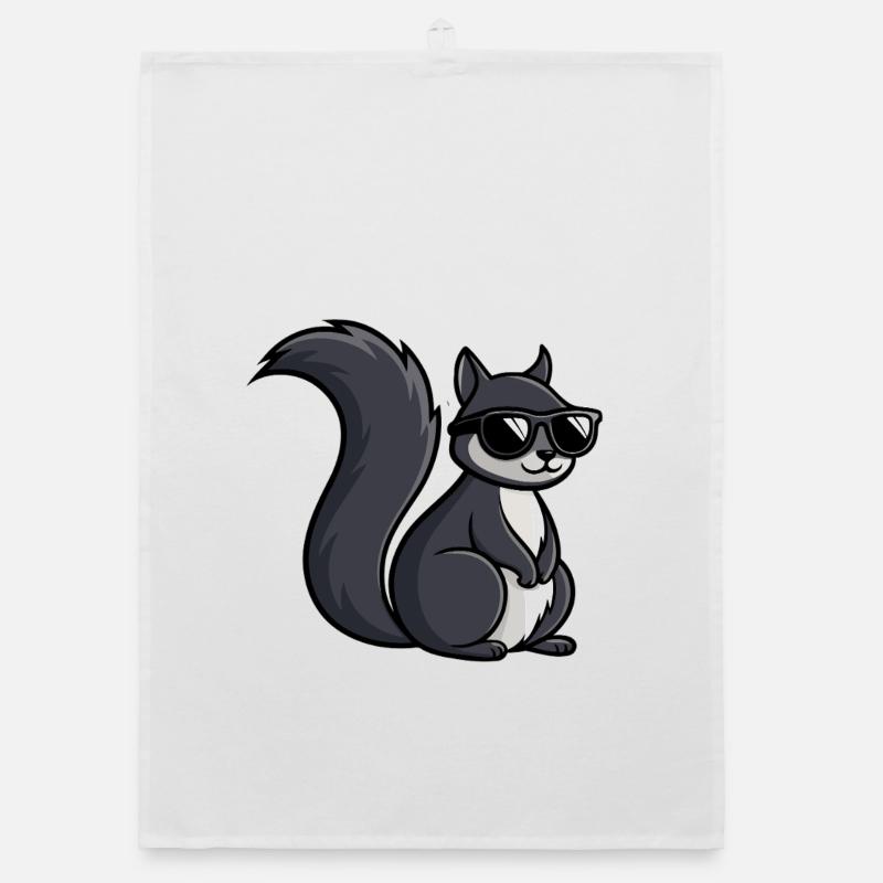 Cool Squirrel Dark Glasses Organic dish towel