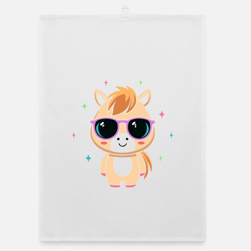 Pony chic purple glasses Organic dish towel