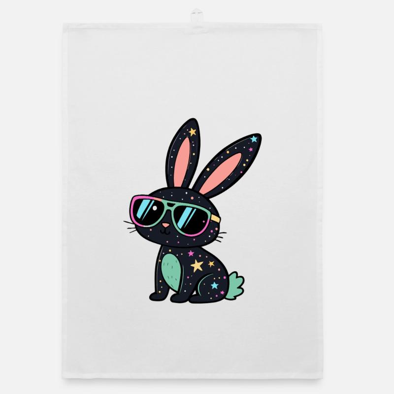 Galactic Rabbit Neon Glasses Organic dish towel