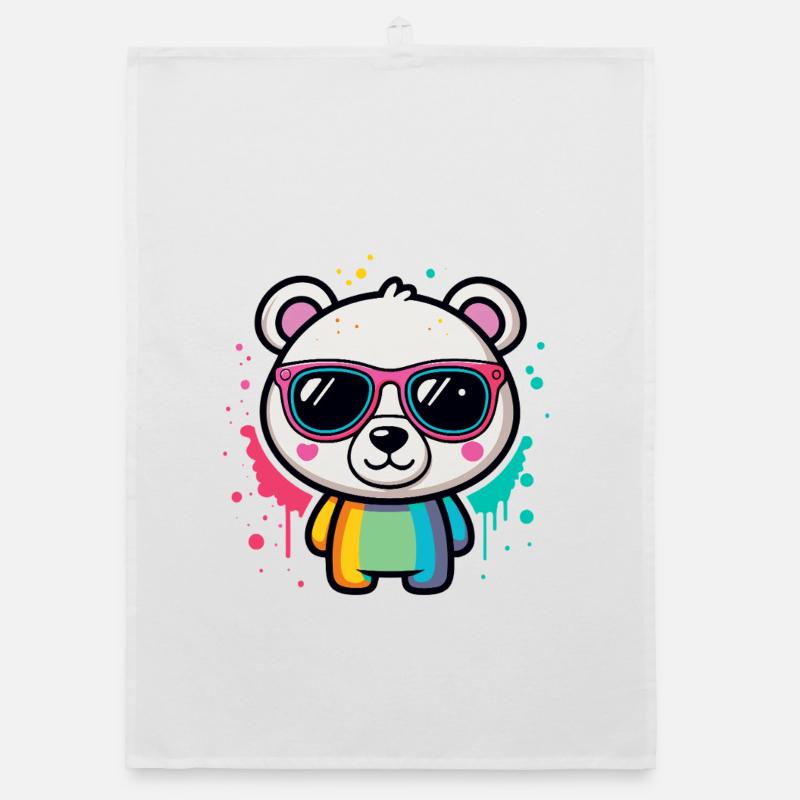 Regenbogenpanda-Brille Organic Geschirrtuch