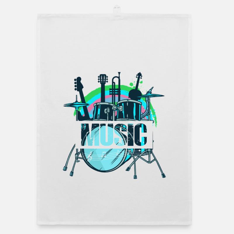 Vibrant Drum Set Splash Organic dish towel