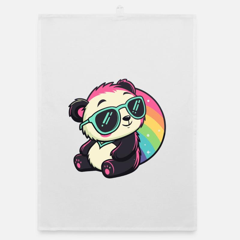 Panda Sonne Kühler Regenbogen Organic Geschirrtuch