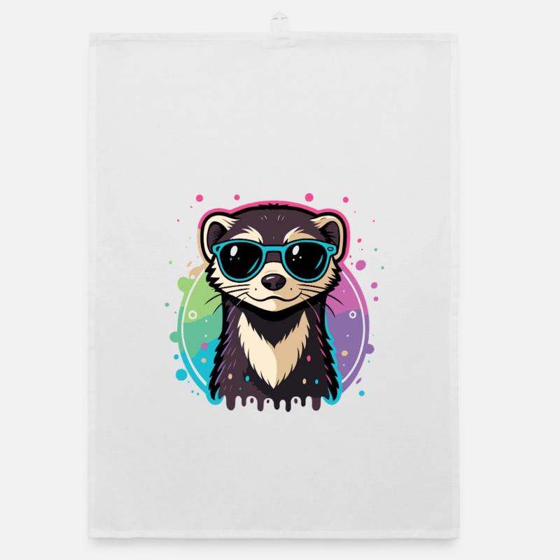 Regenbogenotterblaue Brille Organic Geschirrtuch