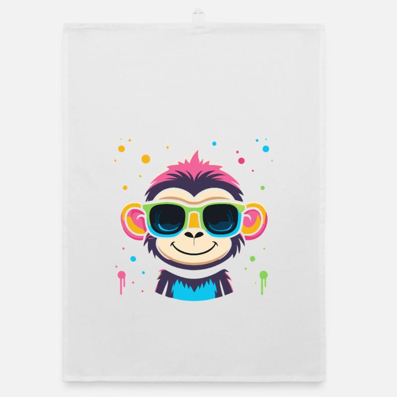 Monkey Neon Glasses Organic dish towel