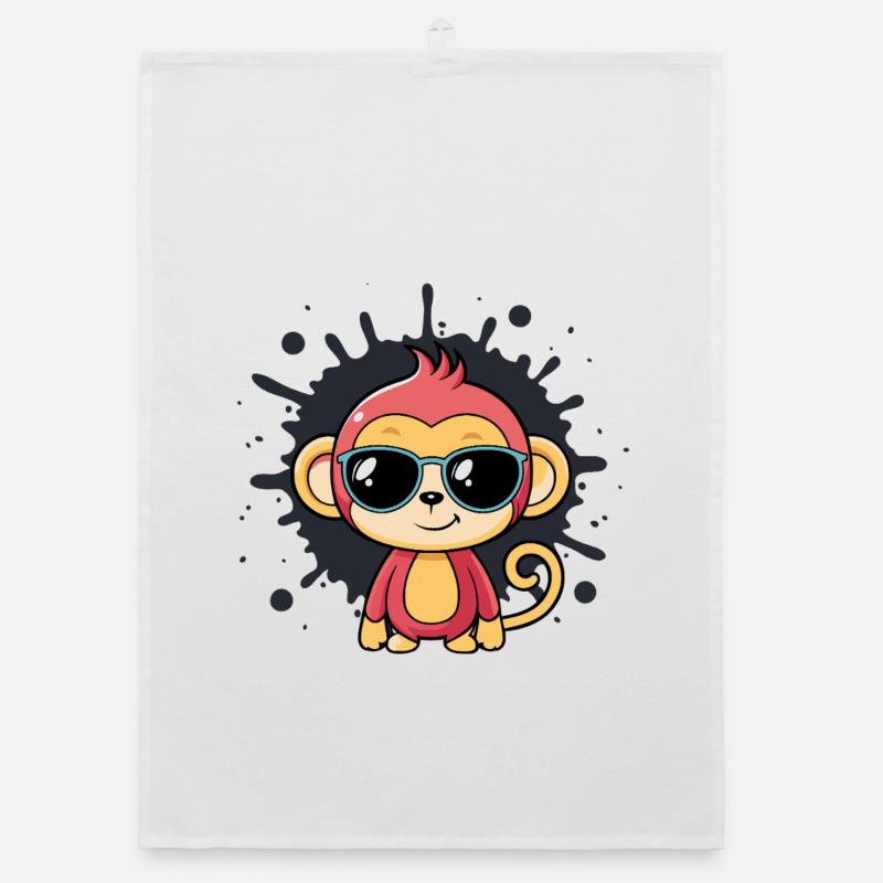 Monkey Chic Splash schwarze Brille Organic Geschirrtuch