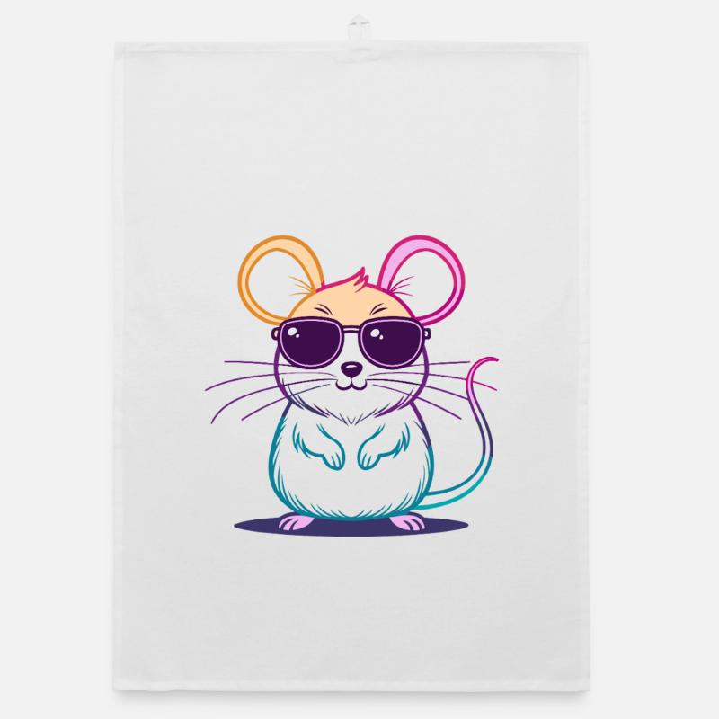 Rainbow Mouse Glasses Organic dish towel