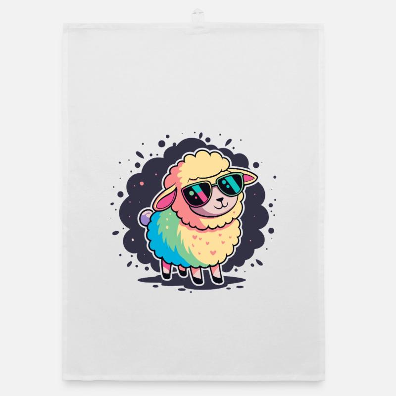 Sheep Rainbow Glasses Organic dish towel