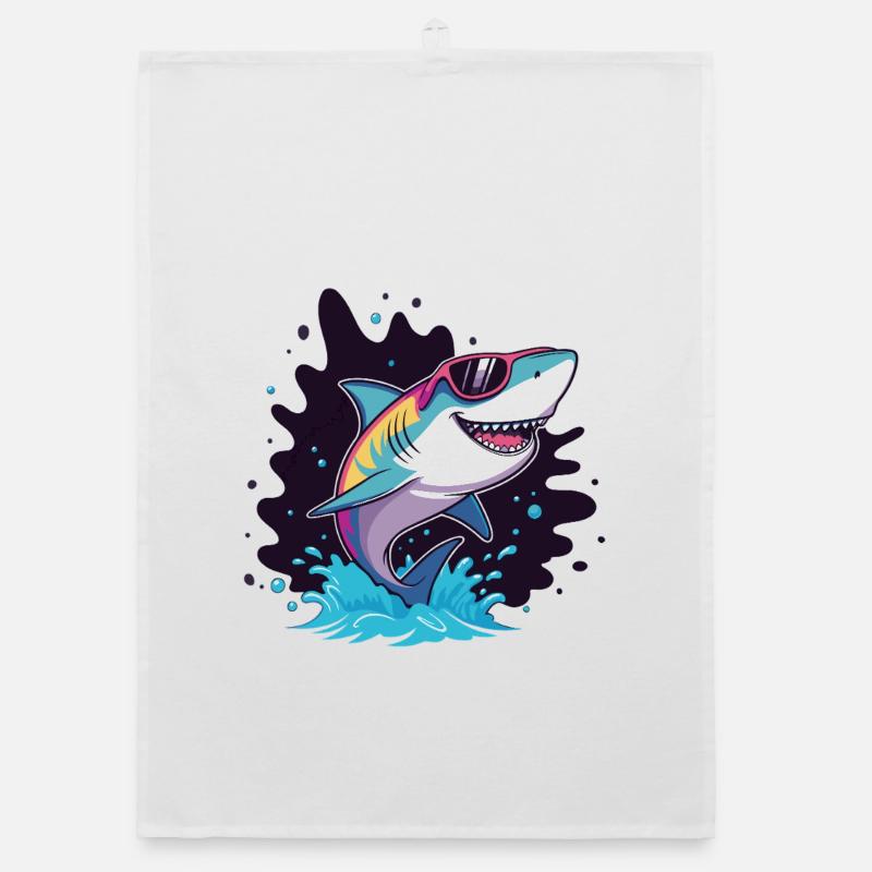 Requin Coloré lunette rose Torchon bio