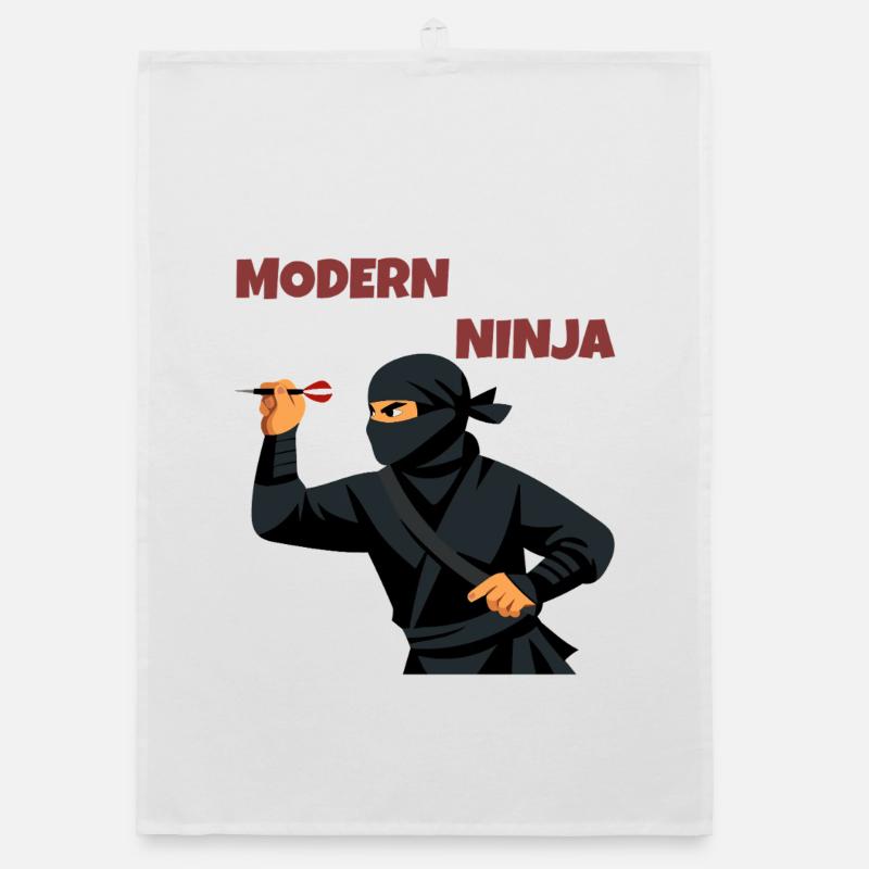 Modern Ninja Darts Throwing Art Organic dish towel