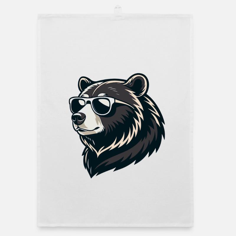 Ours en lunettes de soleil graphique Torchon bio
