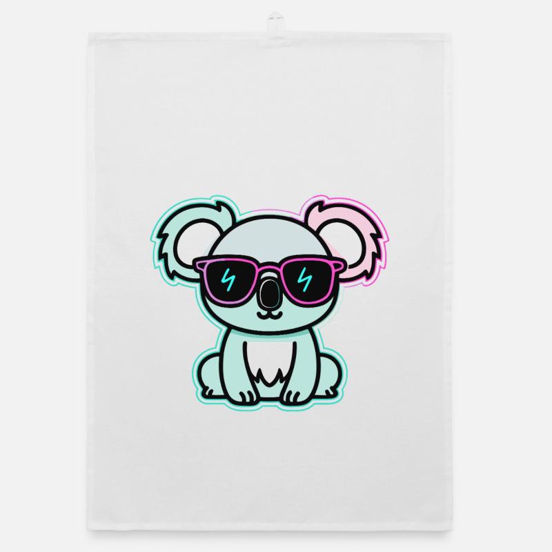 Koala néon lunettes Torchon bio