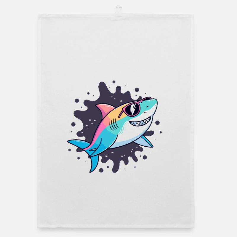 Requin néon lunettes soleil Torchon bio