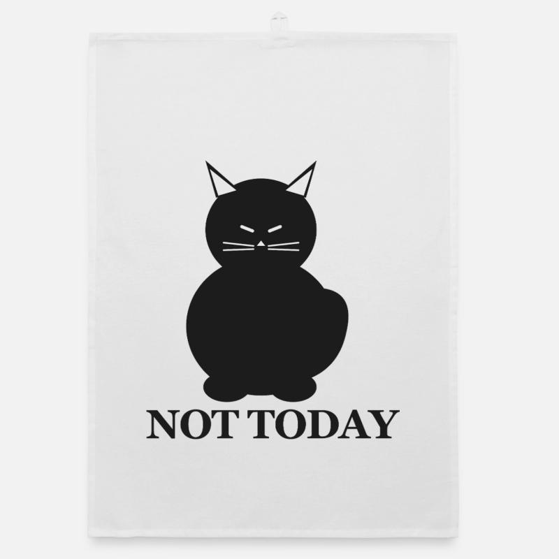 Nicht heute Katzen-Silhouette - Organic Geschirrtuch - Weiß
