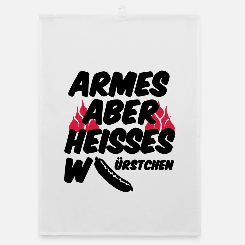 Heisses Würstchen Fleisch Grillen Geschenk Sprüche Organic Geschirrtuch