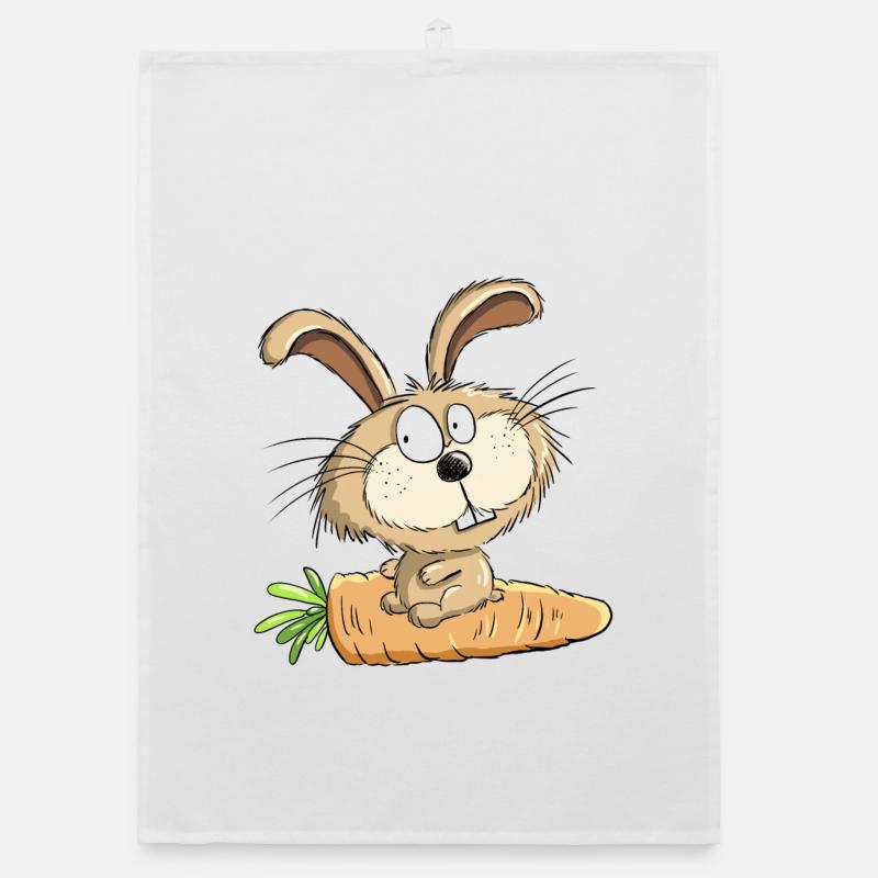 Rabbit With Carrot I Easter I Easter Comic Organic dish towel
