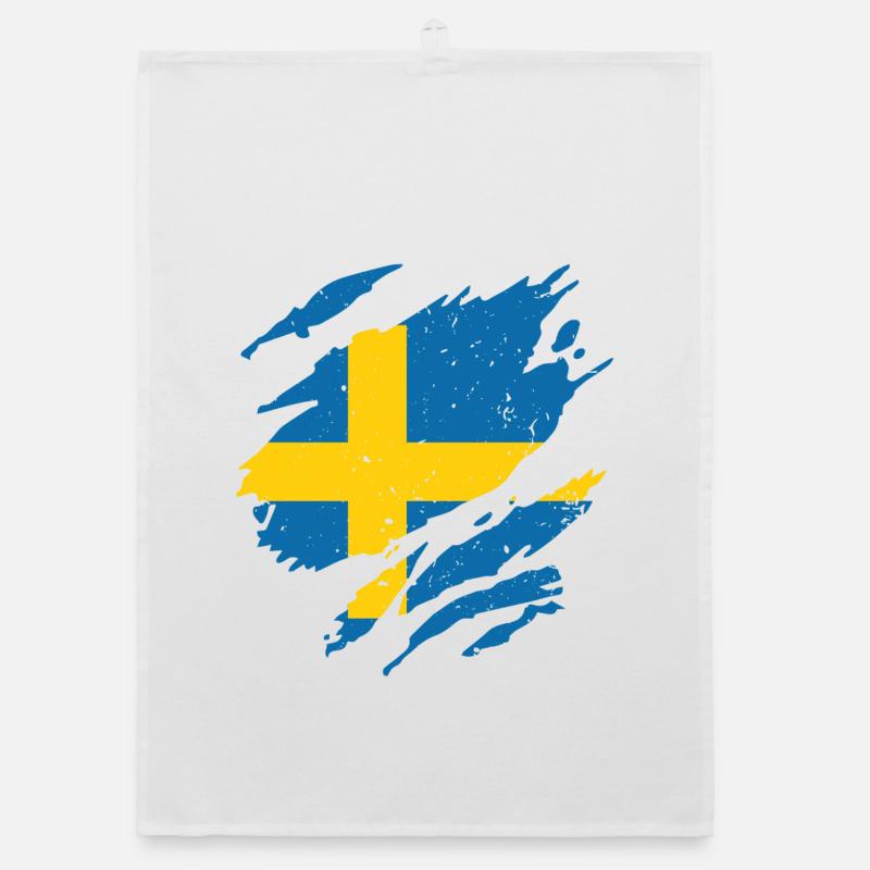 Éventail drapeau Suède Éventail Sverige Torchon bio