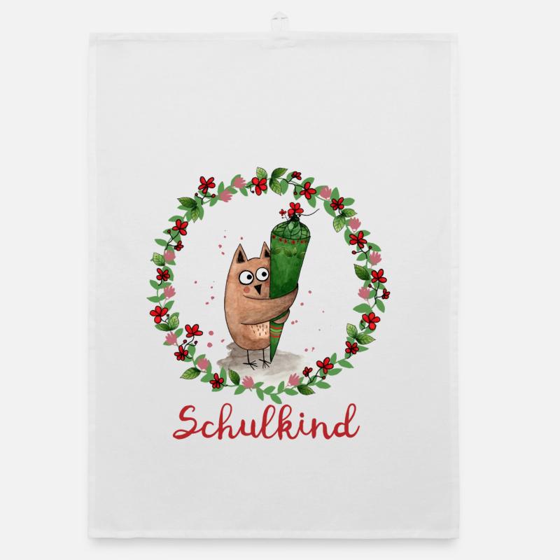 Schulkind Eule Organic Geschirrtuch