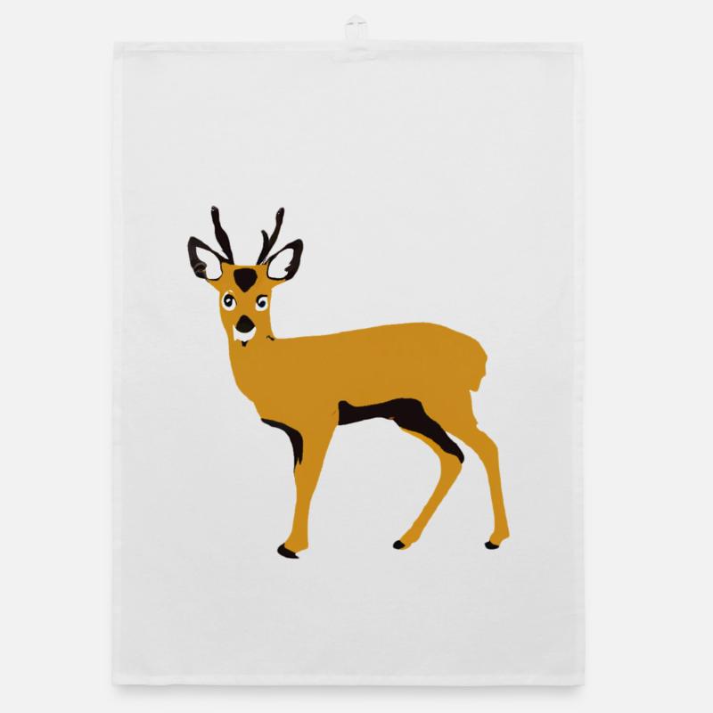 Cerf stylisé orange Torchon bio