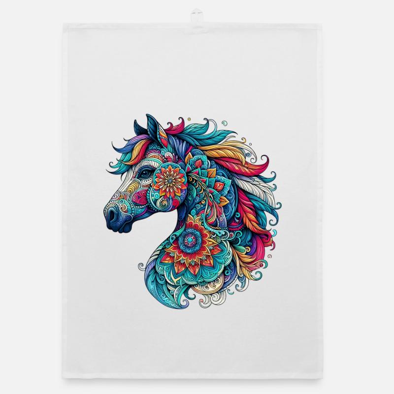 Cheval décoré de Mandalas Torchon bio