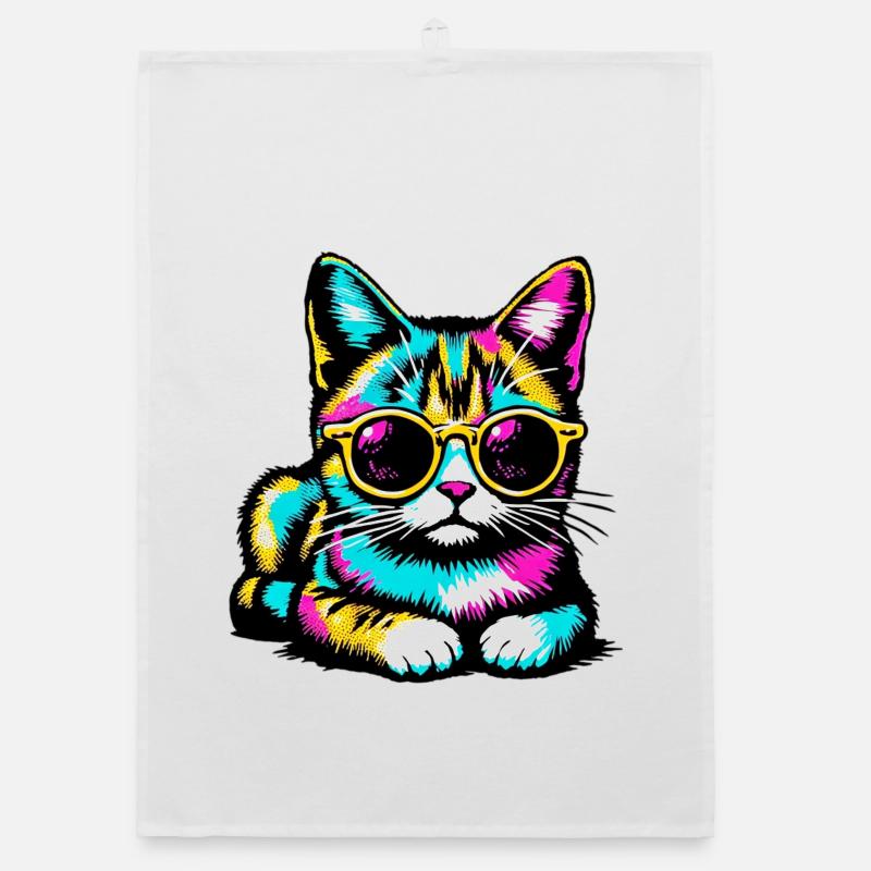 Chat avec lunettes de soleil Torchon bio