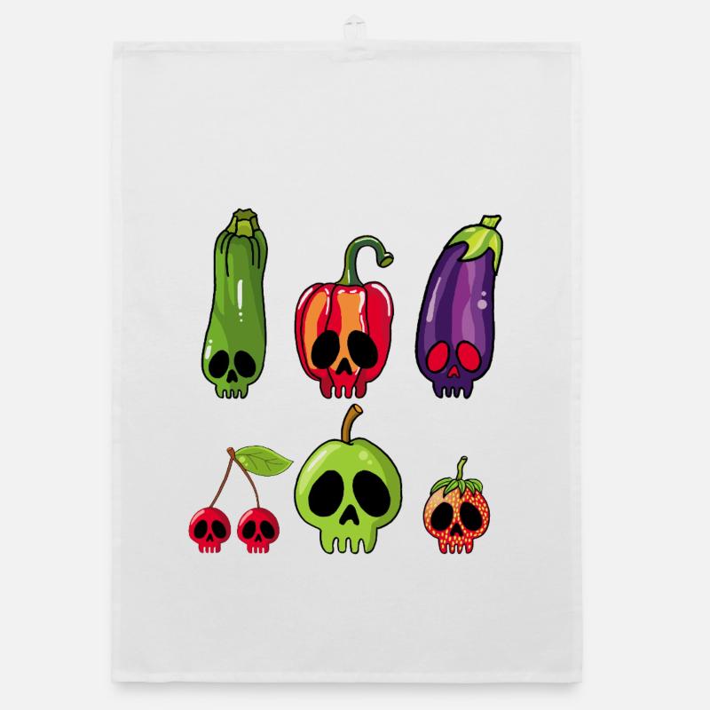 Fruit and vegetable skulls Organic dish towel