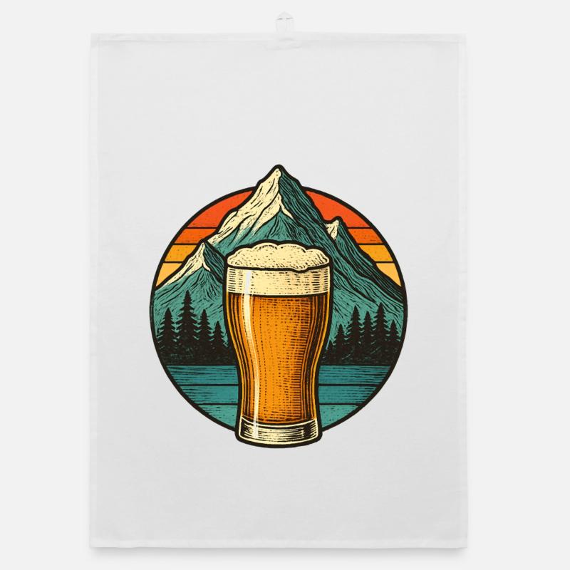 Bergblick mit Bierglas Design Organic Geschirrtuch