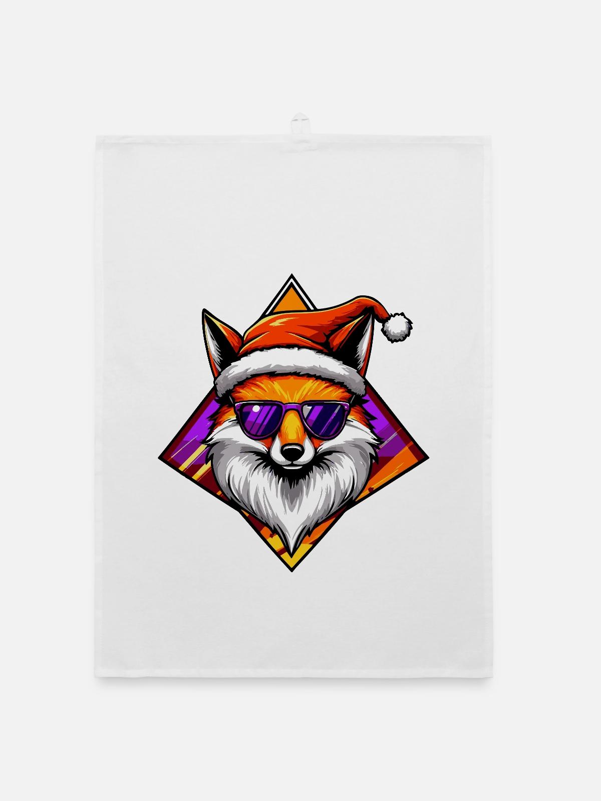 Fox Santa Swag - Torchon bio - blanc - Devant