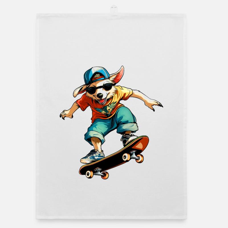 Australian Shepherd Skateboard - Dog Organic dish towel