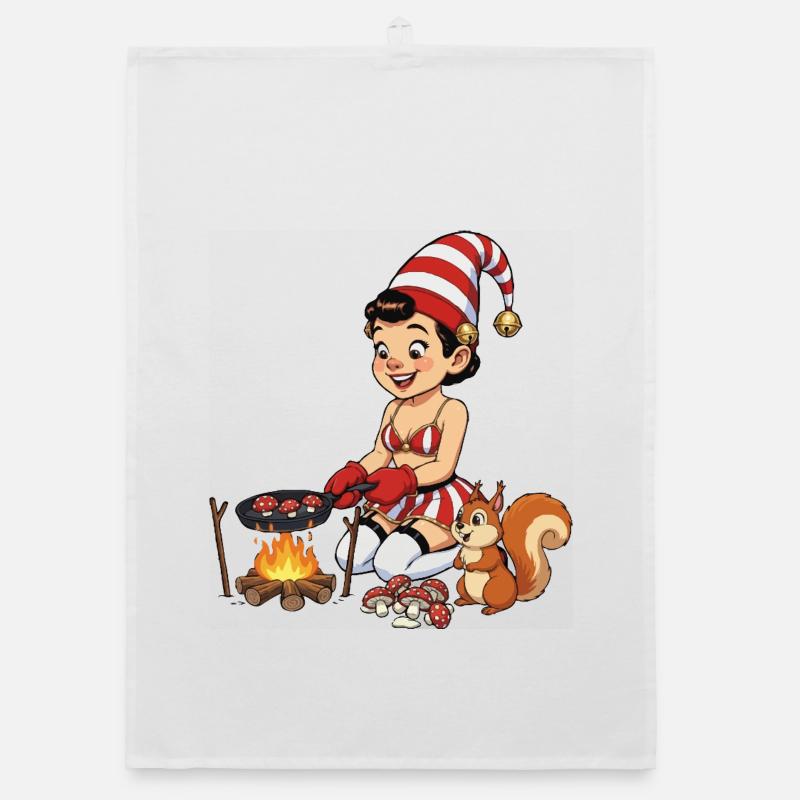 Leprechaun-Mädchen backt Pilze Organic Geschirrtuch