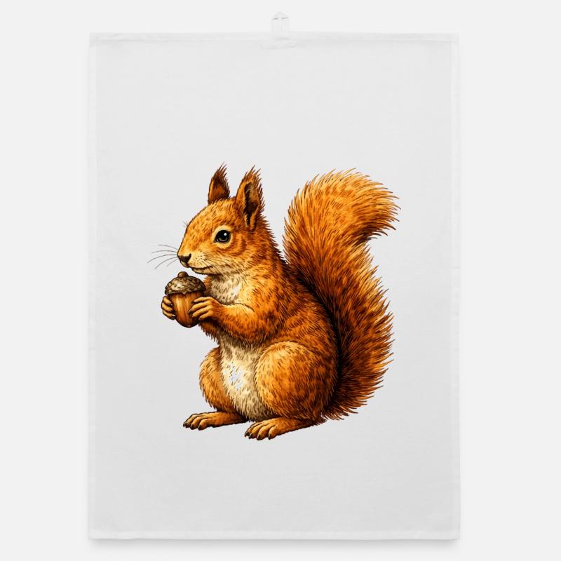 Niedliches Eichhörnchen mit Nuss –Tierillustration Organic Geschirrtuch