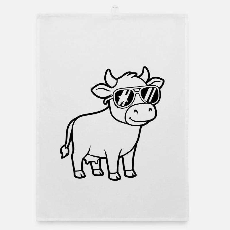 Cool Cow Sunglasses Casual Vector Organic dish towel