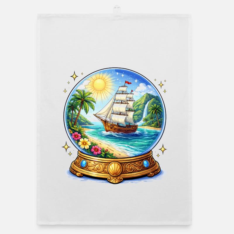 Ship's dream spherical image Organic dish towel