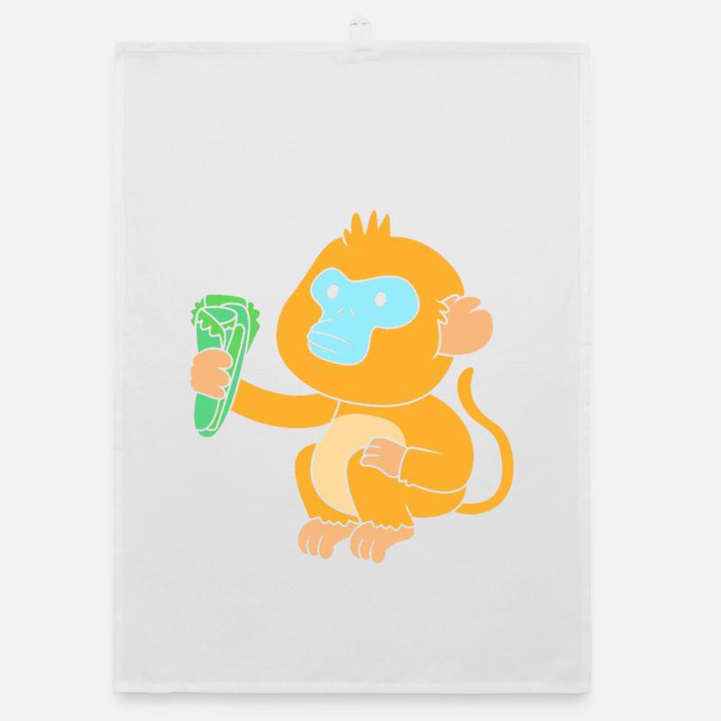 Stupsnasenaffe Affe Schimpanse Organic Geschirrtuch